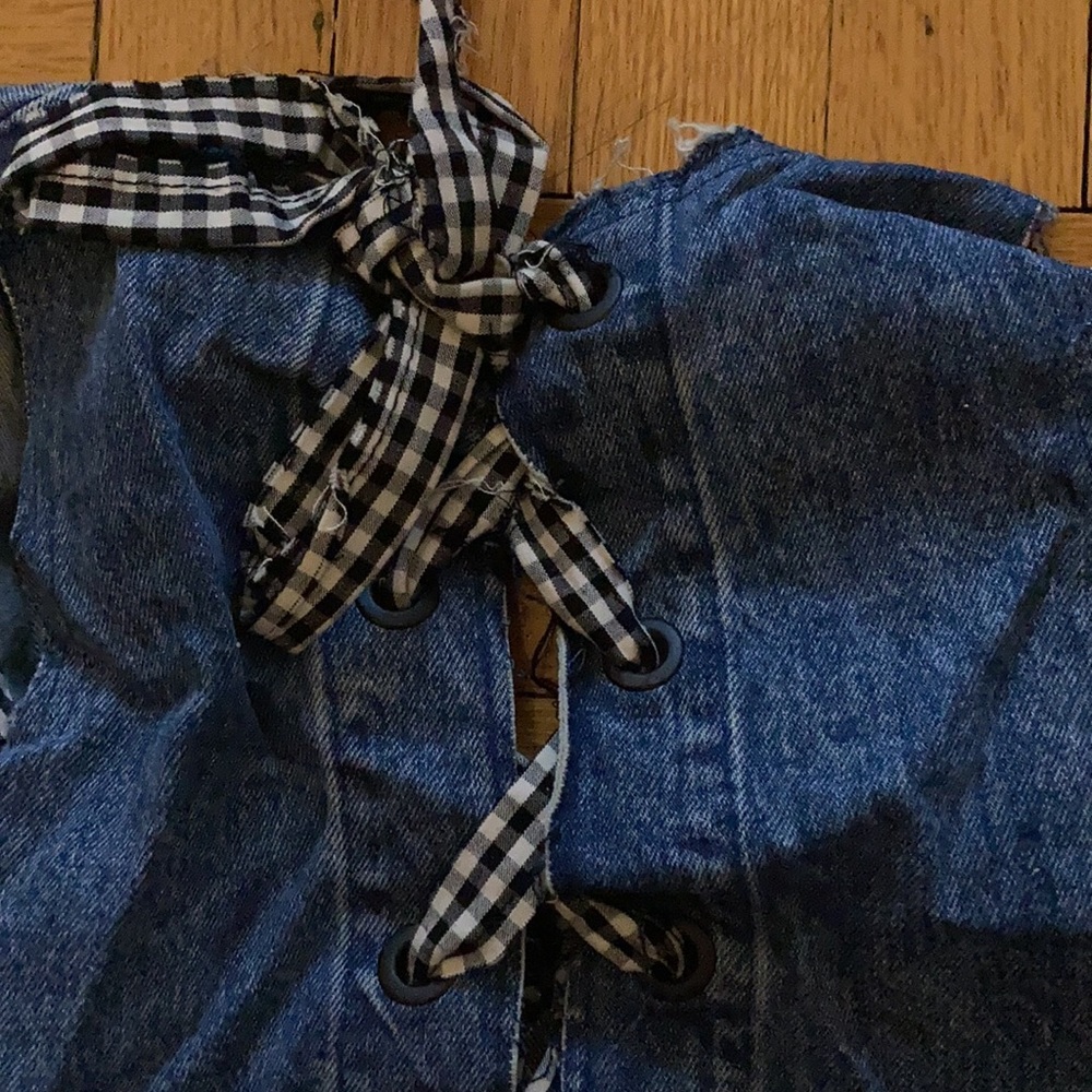 Zara denim top with bows sz s NWT - Picture 4 of 4